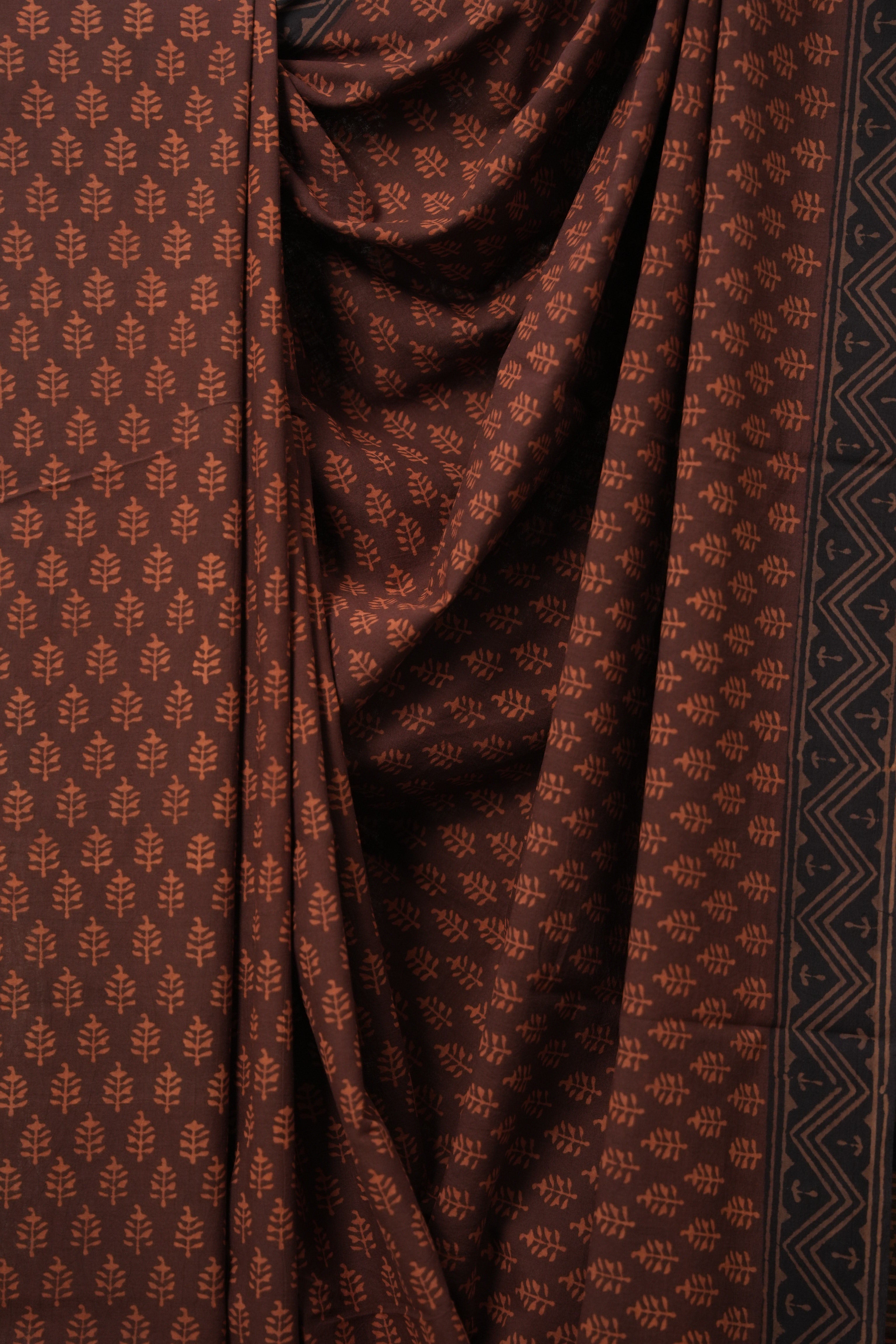 Dark Maroon HBP Cotton Saree - SRDMCS3123