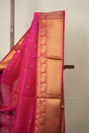 Rani Pink Hanborder Pattu Chanderi Silk Saree - SRRPHPCSS468