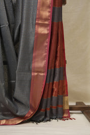 Grey Maheshwari Saree - SRGMS1137