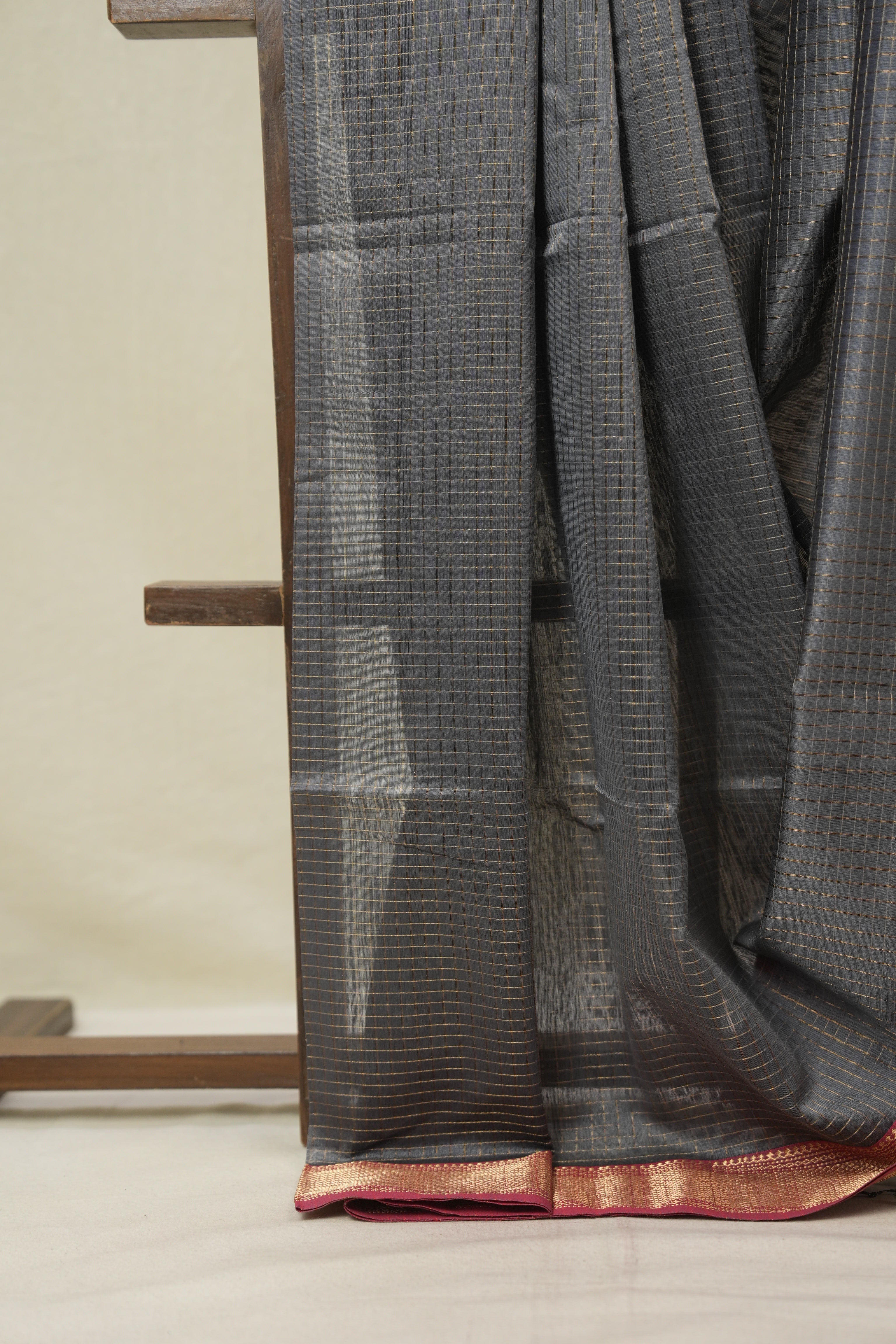 Grey Maheshwari Saree - SRGMS1137