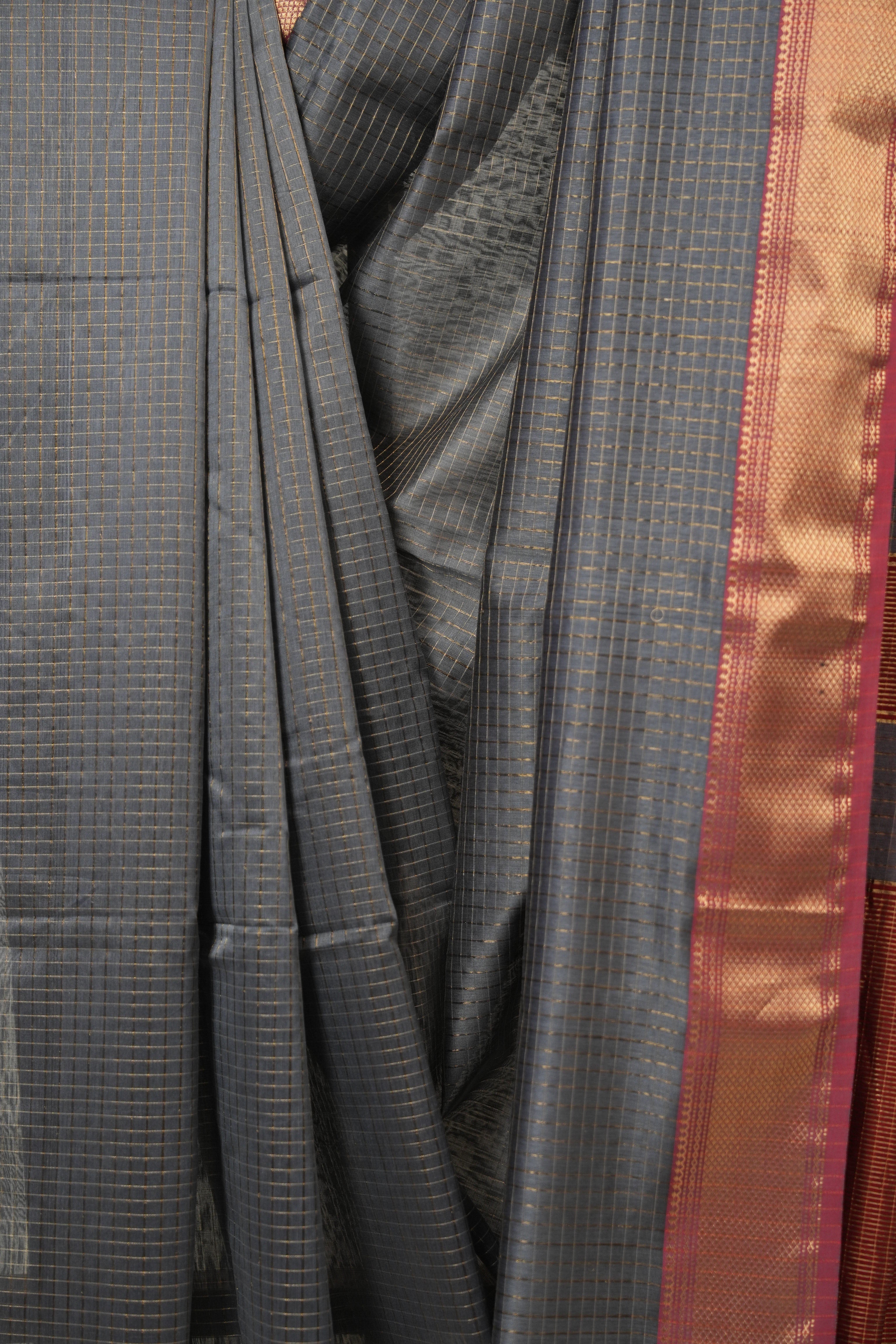 Grey Maheshwari Saree - SRGMS1137
