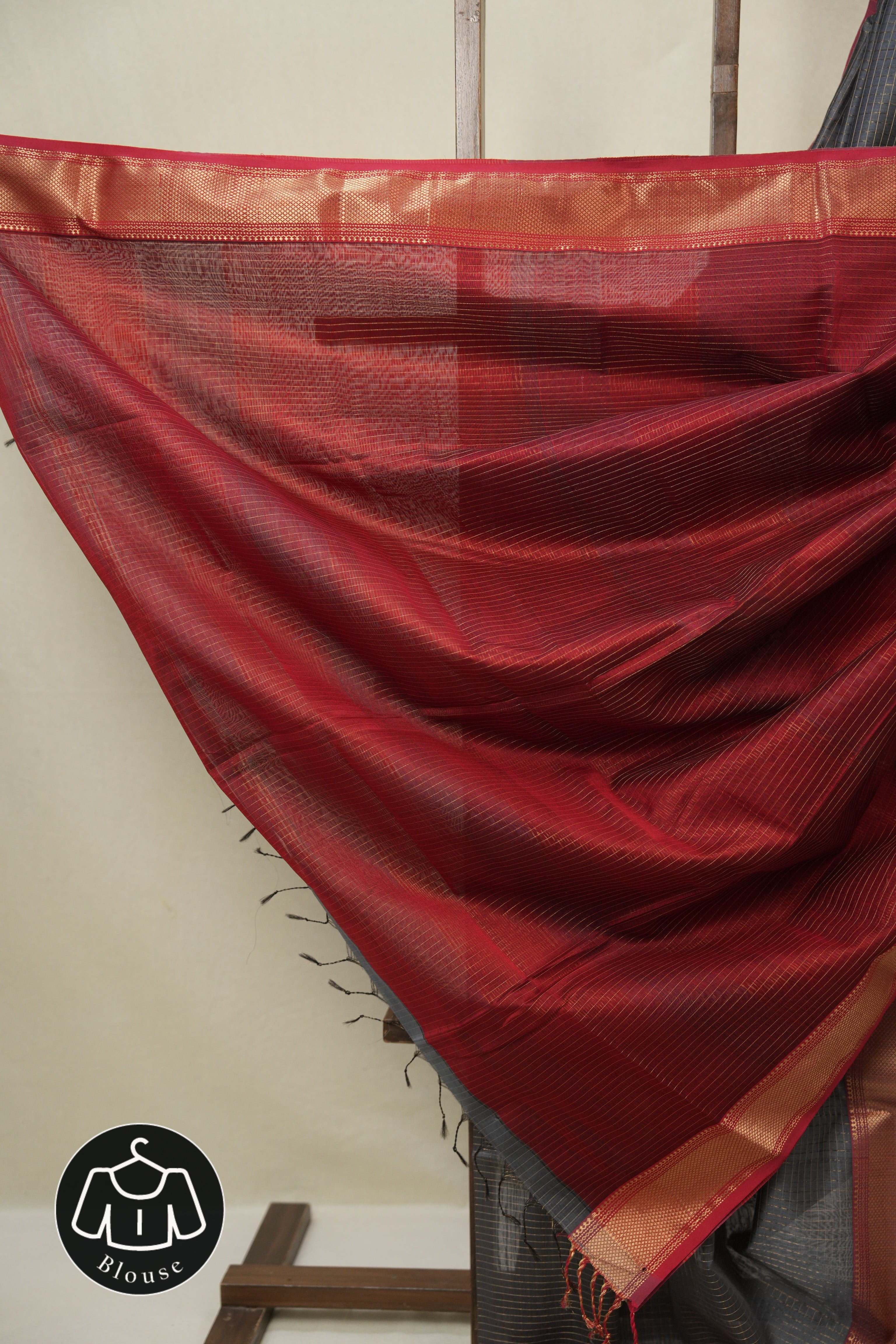 Grey Maheshwari Saree - SRGMS1137