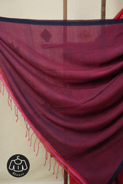 Red Mul Bengal Cotton Jamdani Saree - SRRBCJS234