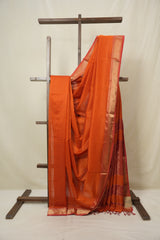 Orange Maheshwari Saree - SROMS1136