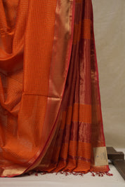 Orange Maheshwari Saree - SROMS1136