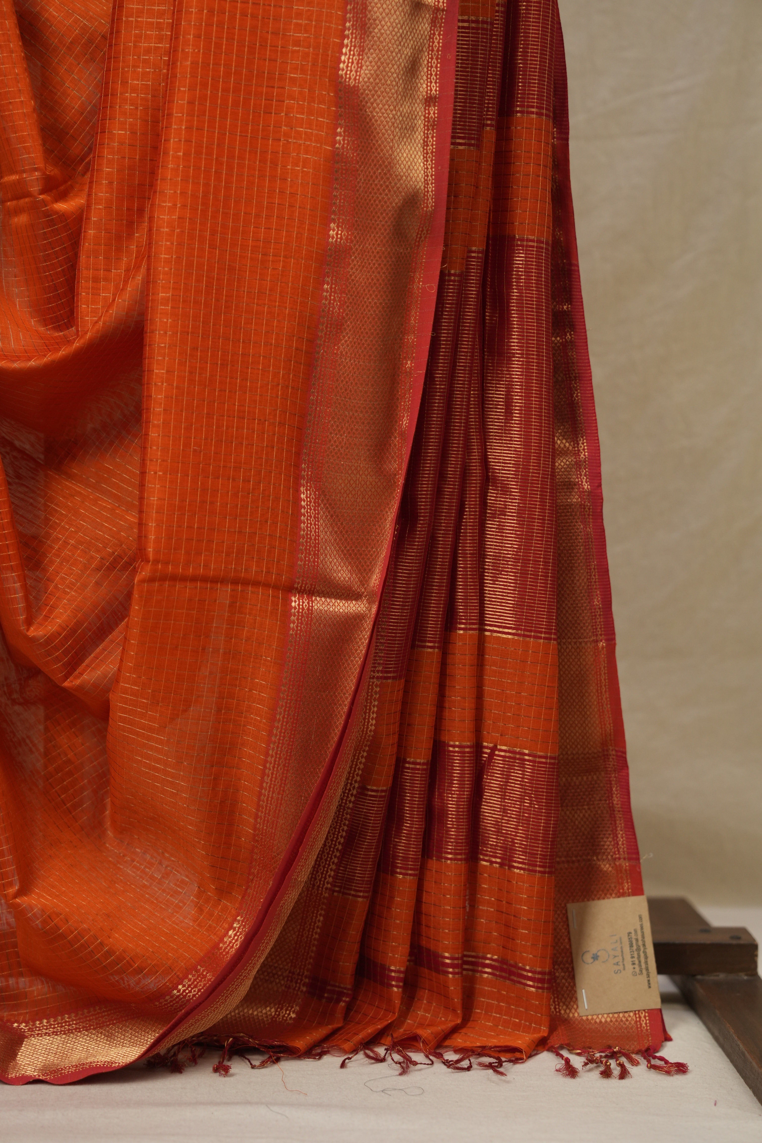 Orange Maheshwari Saree - SROMS1136
