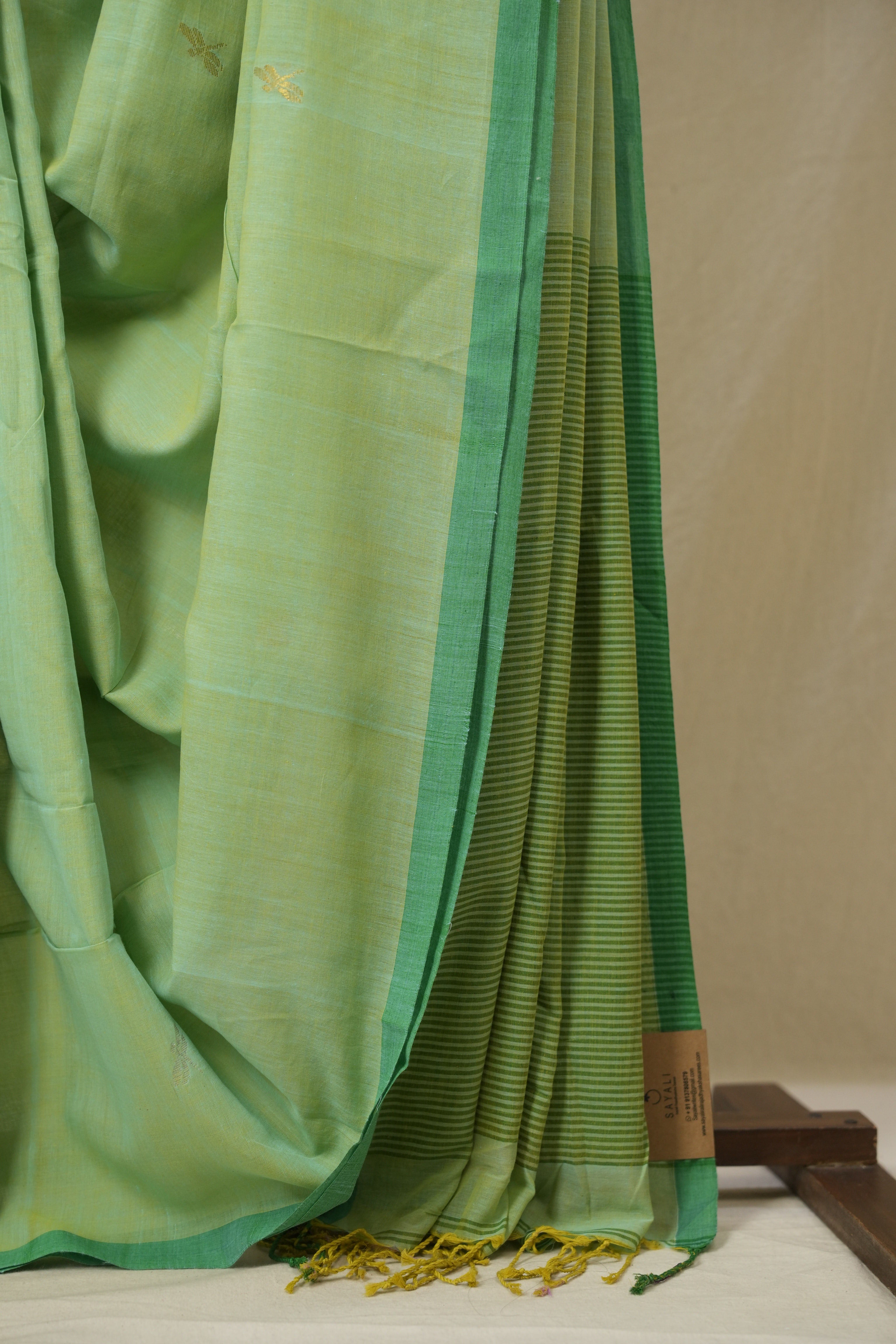 Mint Green Bengal Mul Cotton Saree - SRMGBMCS070