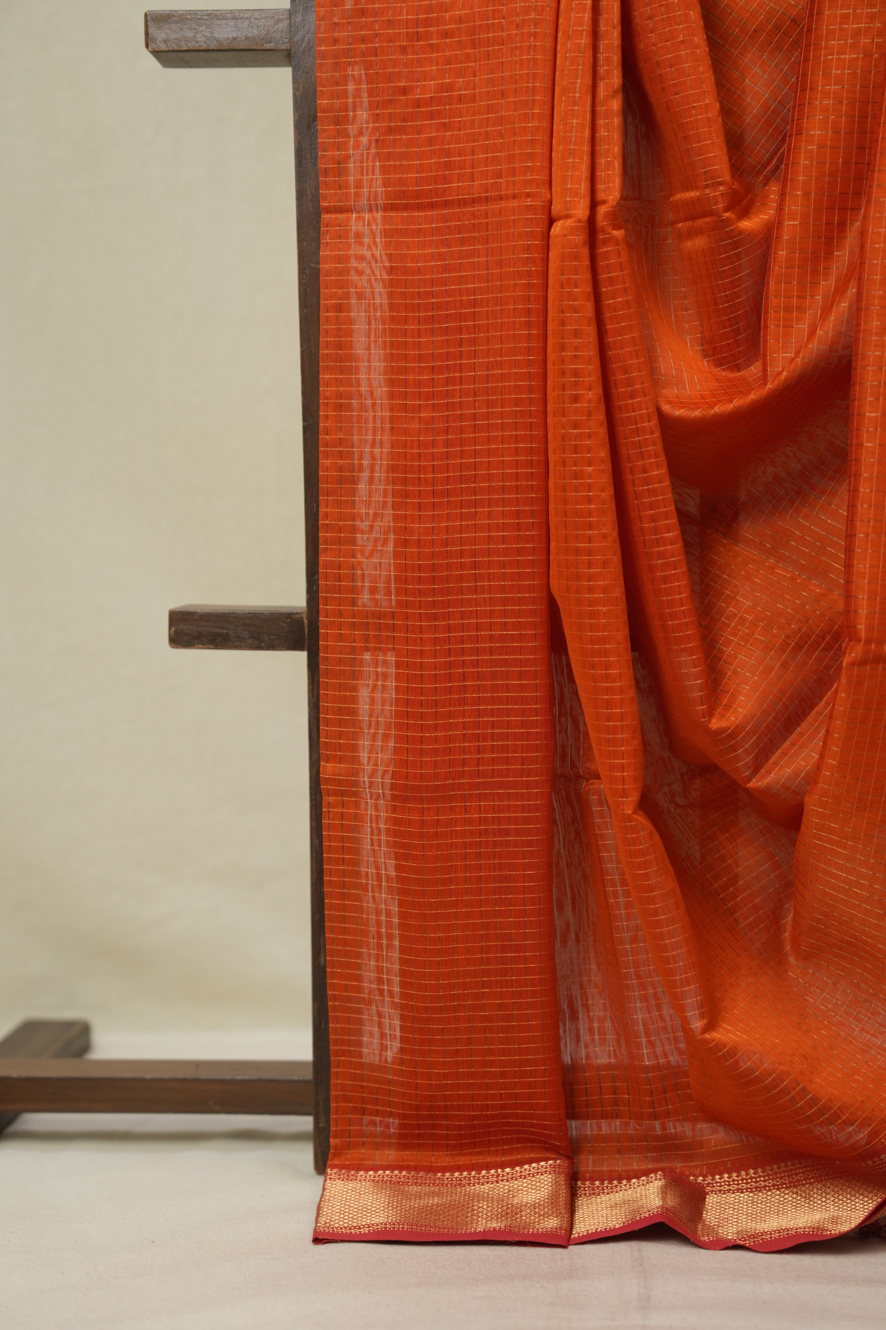 Orange Maheshwari Saree - SROMS1136