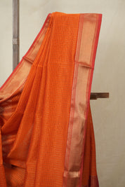 Orange Maheshwari Saree - SROMS1136