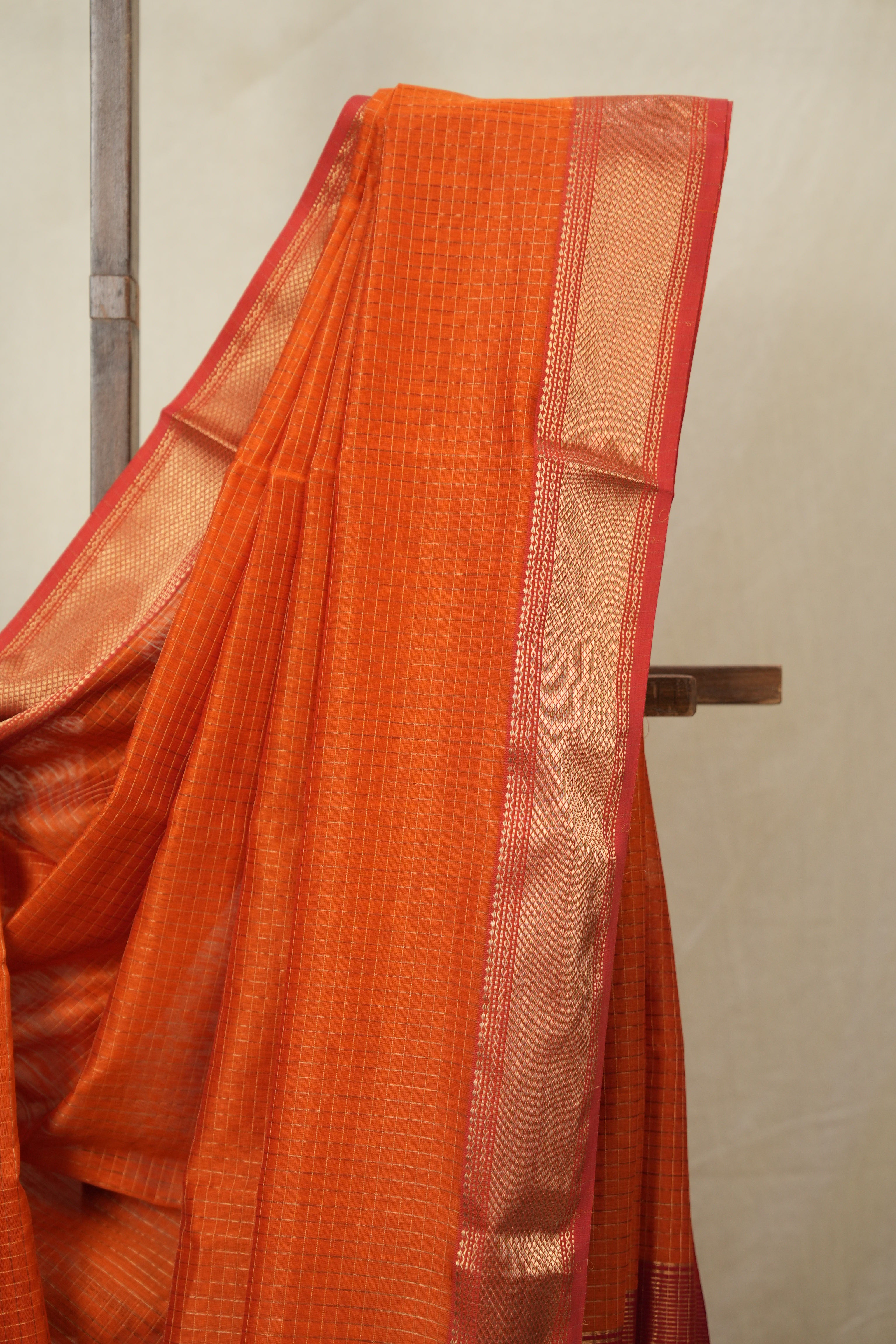 Orange Maheshwari Saree - SROMS1136