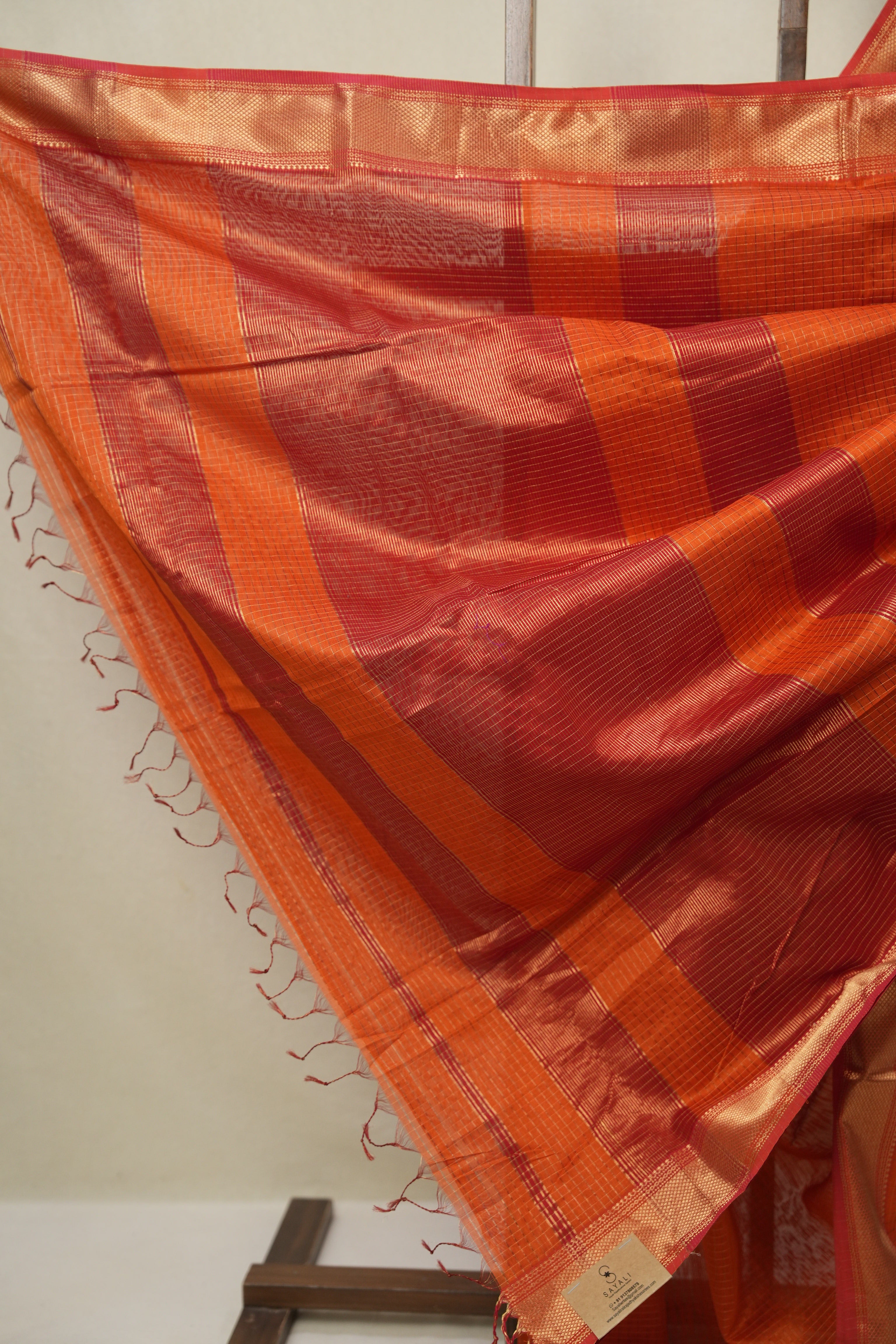 Orange Maheshwari Saree - SROMS1136