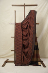 Maroon Brown HBP Cotton Saree - SRMBCS3118