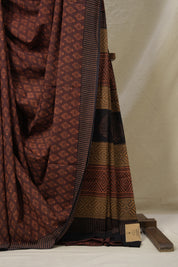 Maroon Brown HBP Cotton Saree - SRMBCS3118