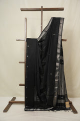 Black Maheshwari Saree - SRBMS1140