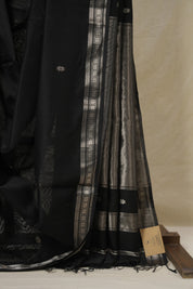 Black Maheshwari Saree - SRBMS1140