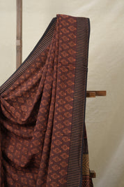 Maroon Brown HBP Cotton Saree - SRMBCS3118