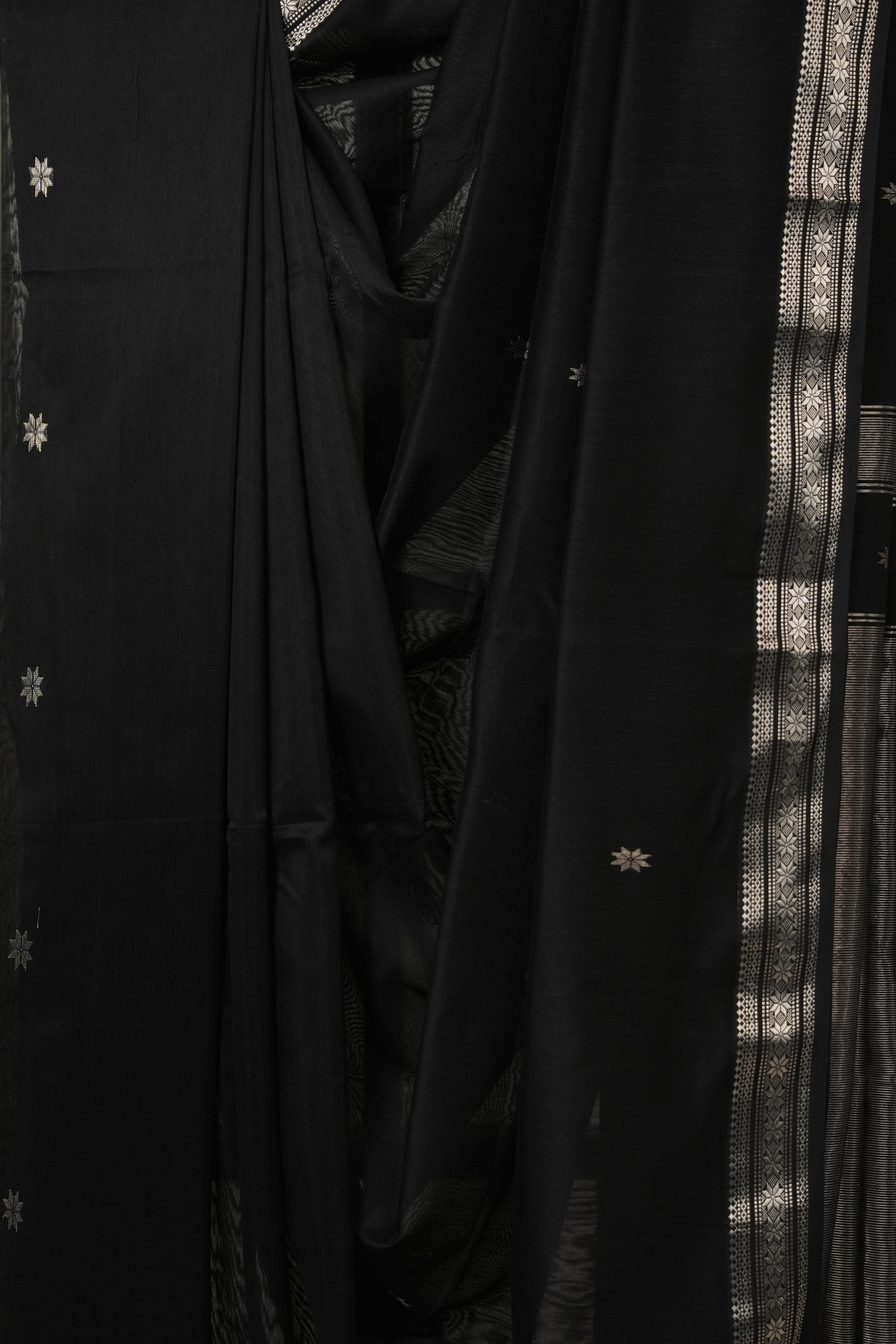 Black Maheshwari Saree - SRBMS1140