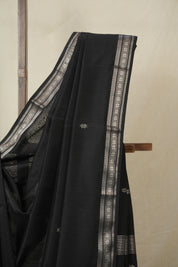 Black Maheshwari Saree - SRBMS1140