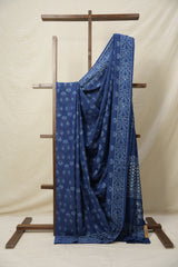 Indigo Blue HBP Cotton Saree - SRIBCS3116
