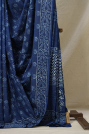 Indigo Blue HBP Cotton Saree - SRIBCS3116
