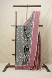 Grey Pochampalli Cotton Ikat Saree - SRGPCIS492