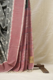 Grey Pochampalli Cotton Ikat Saree - SRGPCIS492