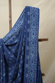 Indigo Blue HBP Cotton Saree - SRIBCS3116