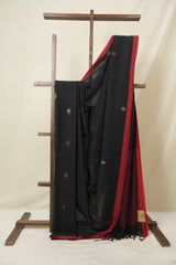 Black Bengal Mul Cotton Saree - SRBBMCS072