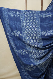 Indigo Blue HBP Cotton Saree - SRIBCS3116