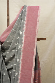Grey Pochampalli Cotton Ikat Saree - SRGPCIS492