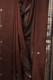 Brown Maheshwari Saree - SRBMS1141