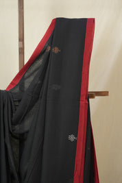 Black Bengal Mul Cotton Saree - SRBBMCS072
