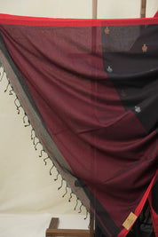 Black Bengal Mul Cotton Saree - SRBBMCS072