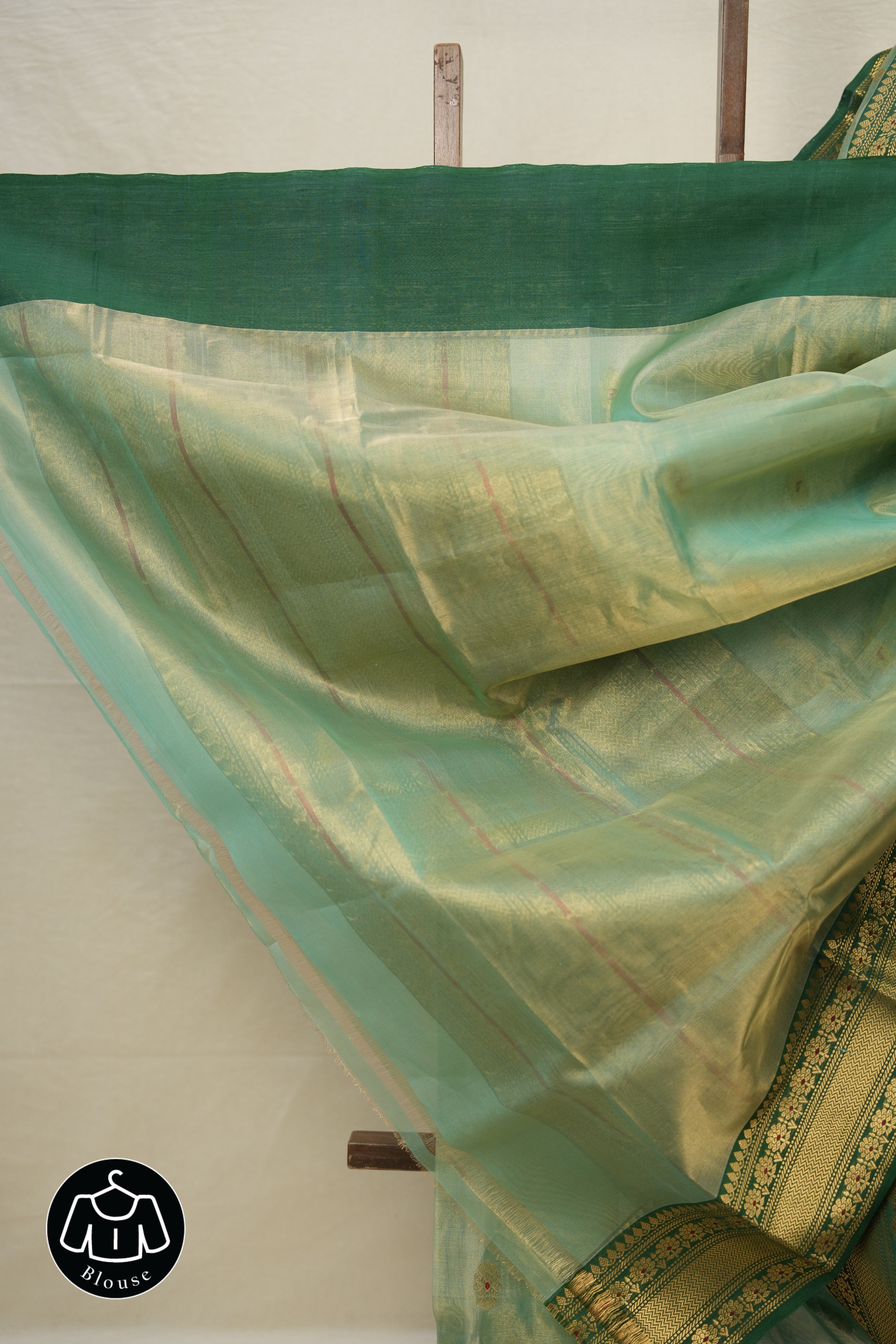 Aqua Gold Chanderi Silk Saree - SRAGCSS504