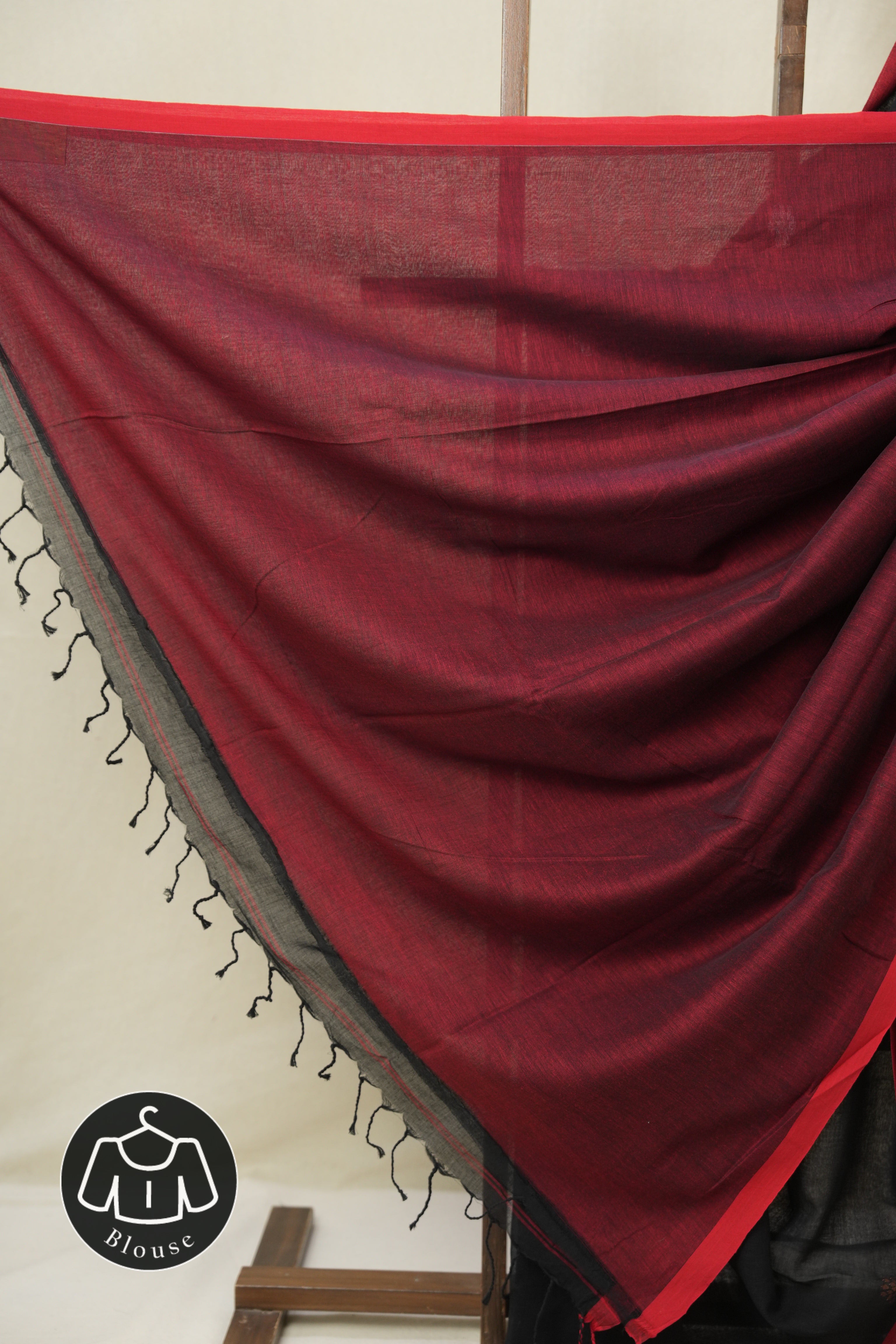 Black Bengal Mul Cotton Saree - SRBBMCS072