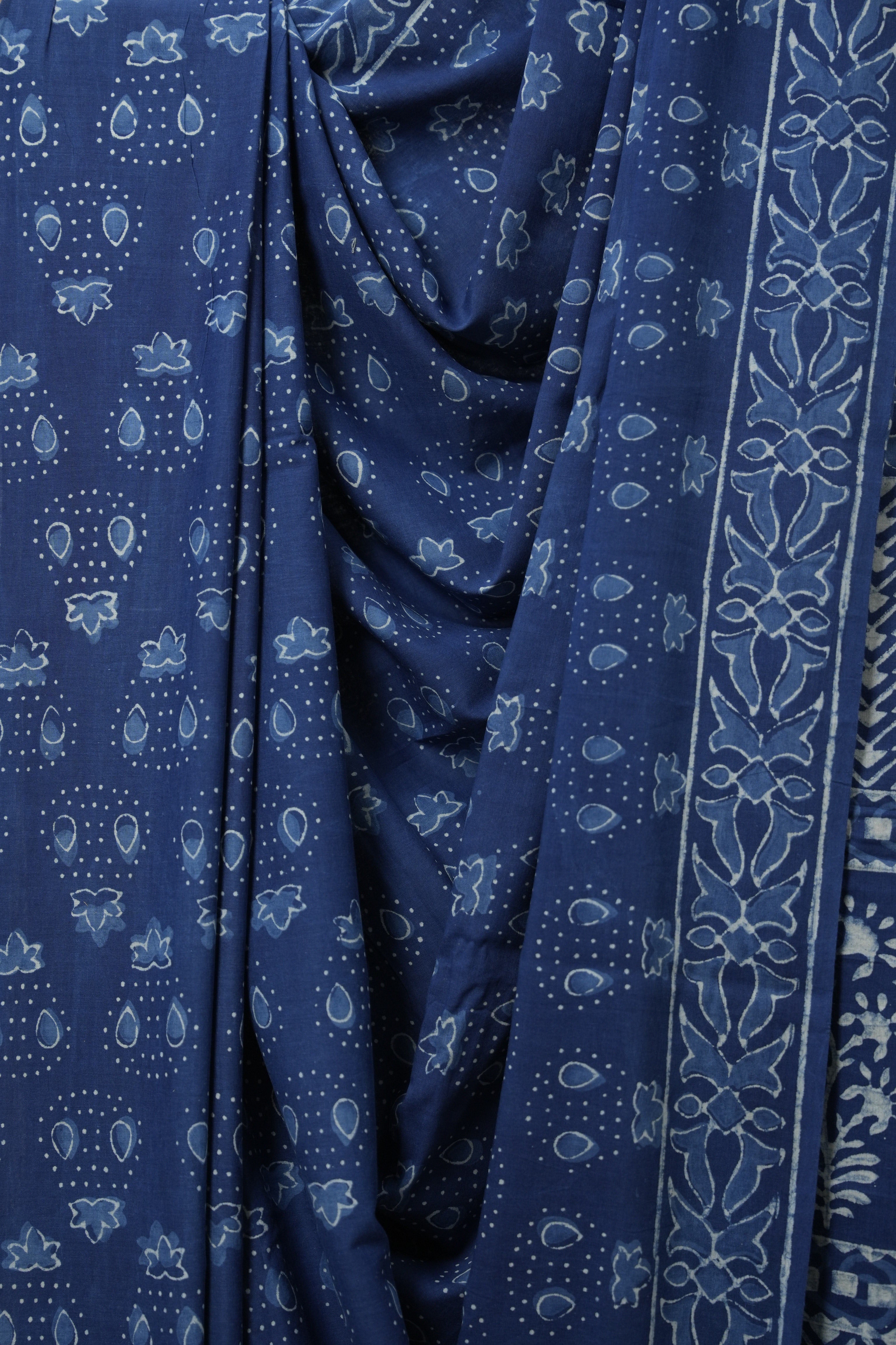 Indigo Blue HBP Cotton Saree - SRIBCS3115