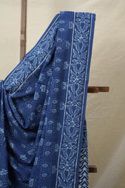 Indigo Blue HBP Cotton Saree - SRIBCS3115