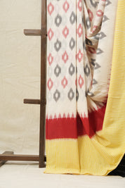 White Pochampalli Cotton Ikat Saree-SRWPCIS155