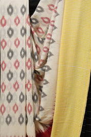 White Pochampalli Cotton Ikat Saree-SRWPCIS155