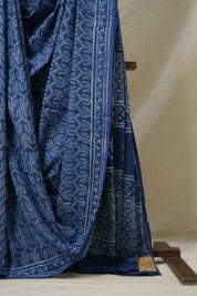 Indigo Blue HBP Cotton Saree - SRIBCS3113