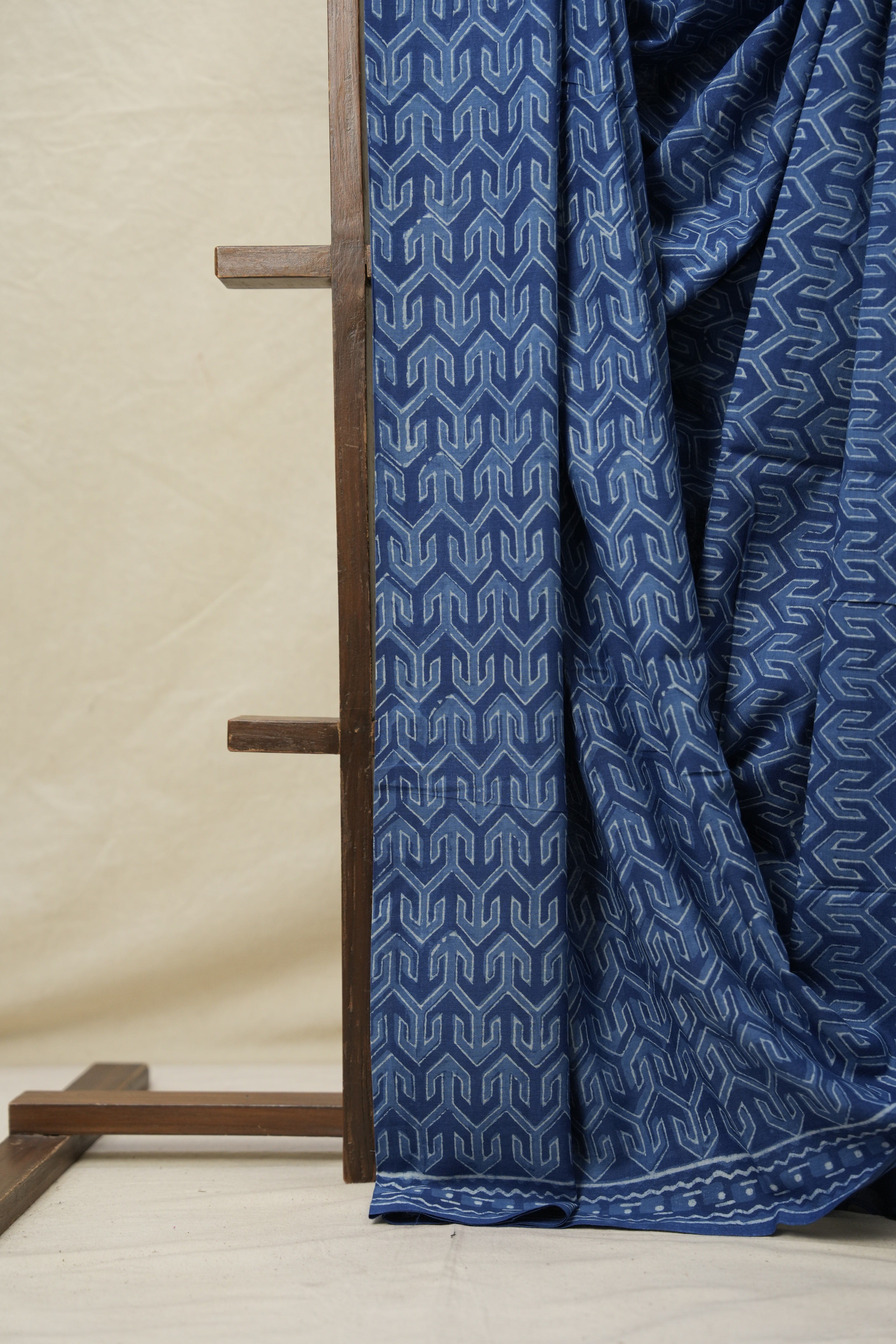 Indigo Blue HBP Cotton Saree - SRIBCS3113