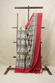 Grey Pochampalli Cotton Ikat Saree - SRGPCIS423
