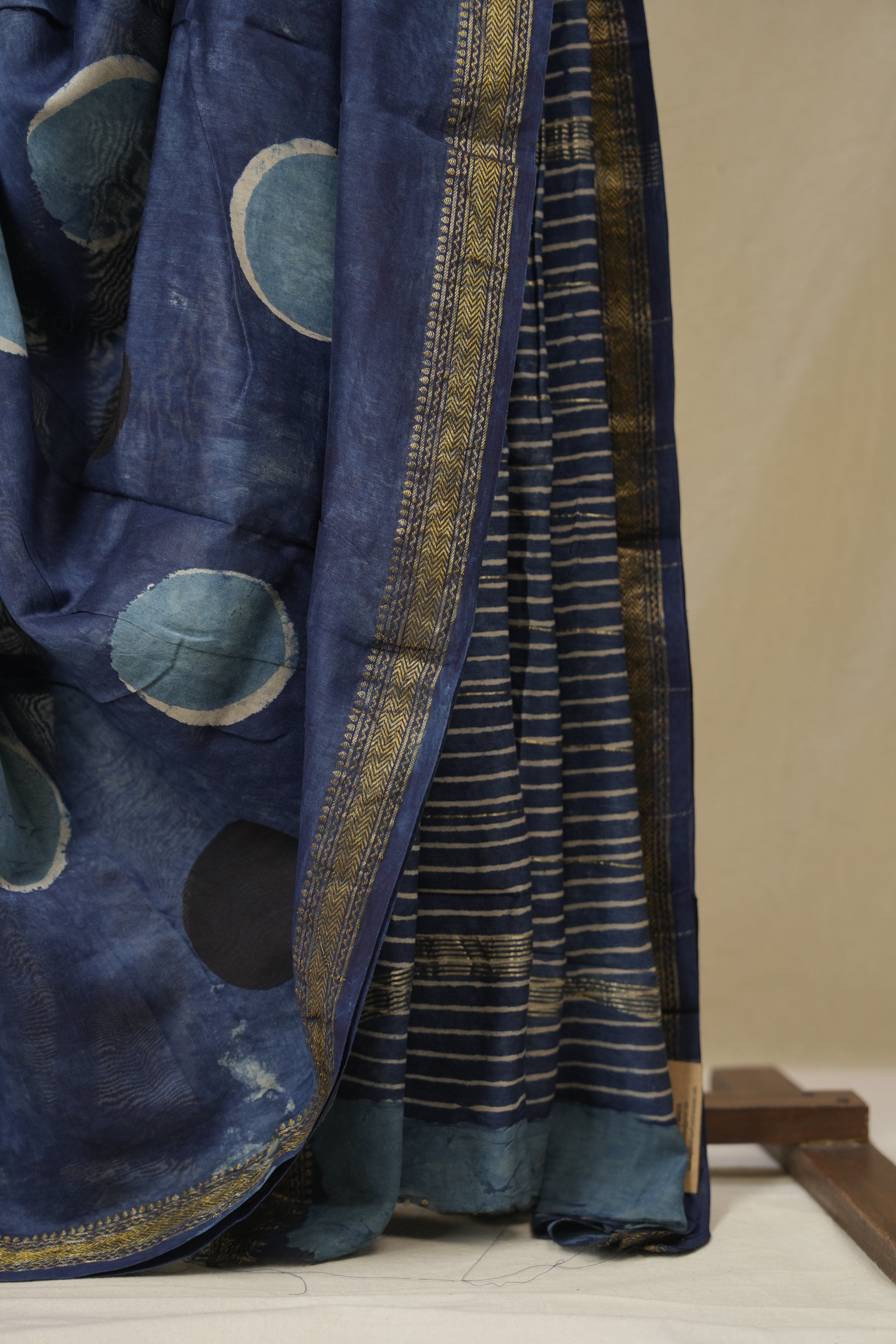 Blue HBP Cotton Silk Saree With Maheshwari Border - SRBCSS1580