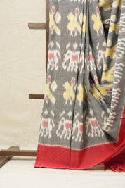 Grey Pochampalli Cotton Ikat Saree - SRGPCIS423