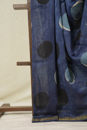 Blue HBP Cotton Silk Saree With Maheshwari Border - SRBCSS1580