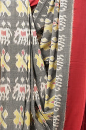 Grey Pochampalli Cotton Ikat Saree - SRGPCIS423
