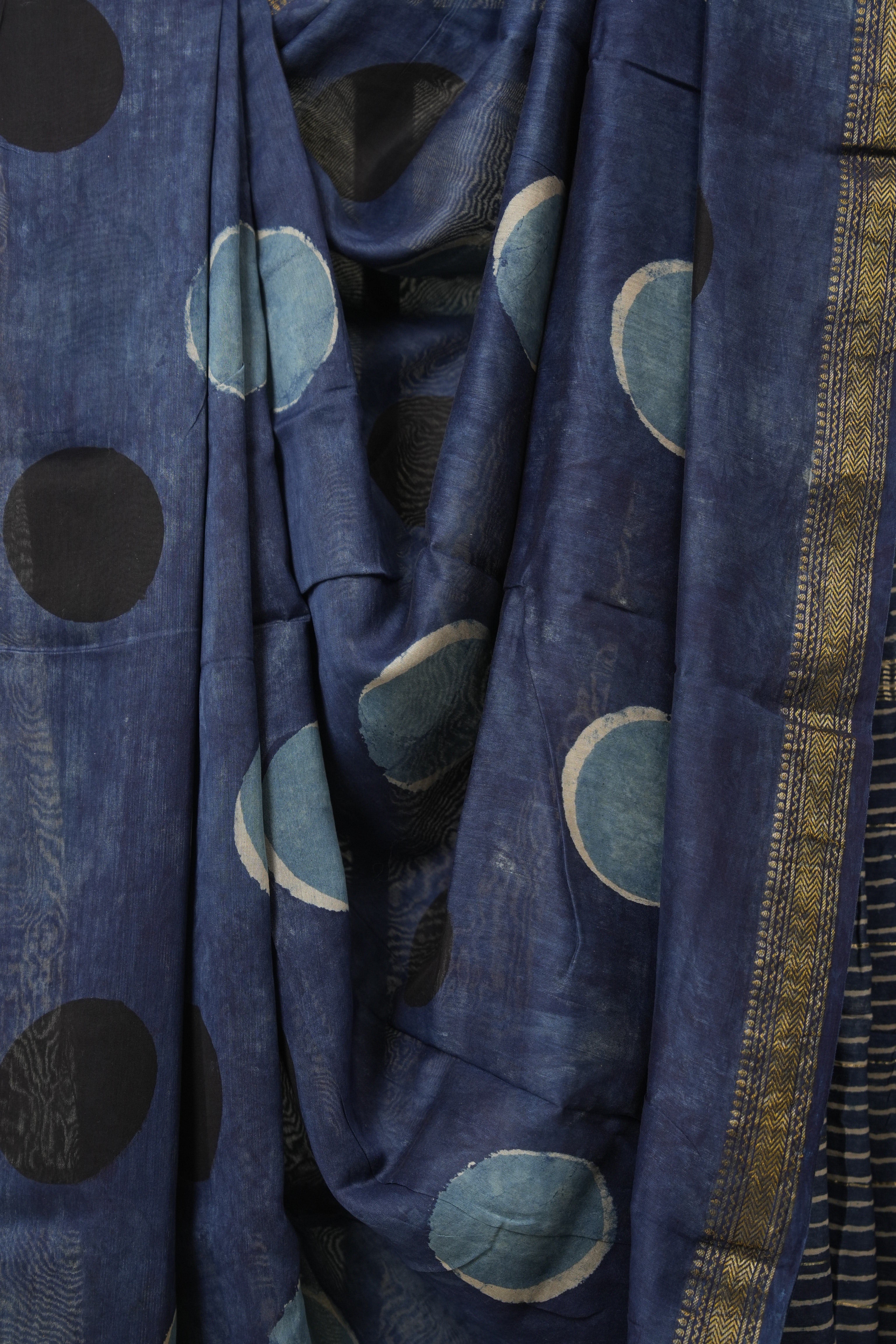 Blue HBP Cotton Silk Saree With Maheshwari Border - SRBCSS1580
