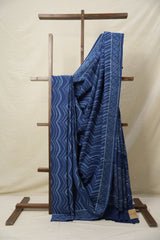 Indigo Blue HBP Cotton Saree - SRIBCS3112