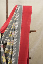 Grey Pochampalli Cotton Ikat Saree - SRGPCIS423