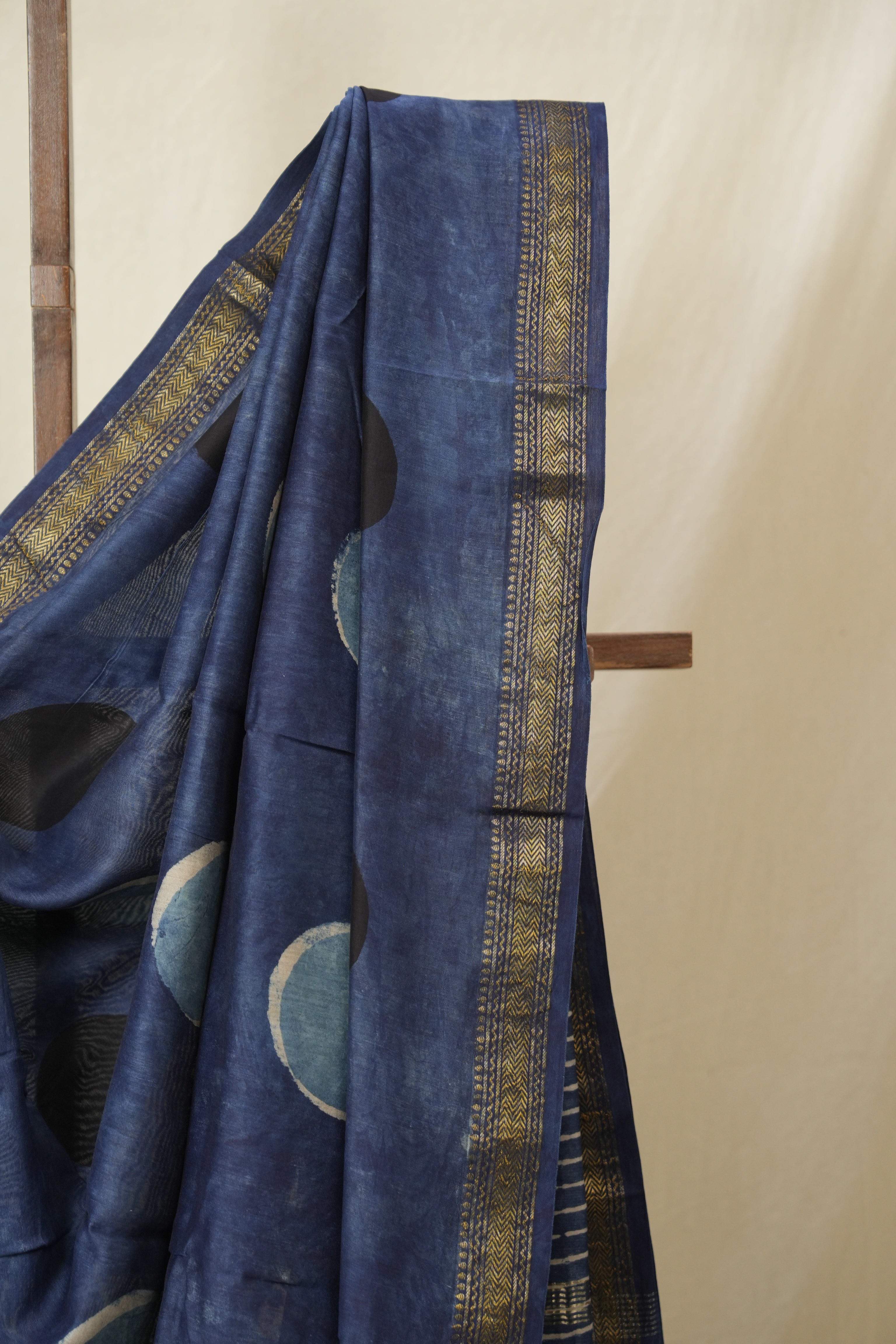 Blue HBP Cotton Silk Saree With Maheshwari Border - SRBCSS1580